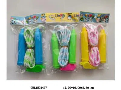彩色棉绳跳绳 配口哨 3色混装_OBL1524427