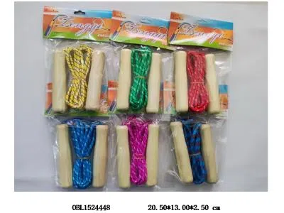木质手柄跳绳 6色棉绳混装_OBL1524448
