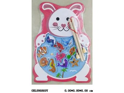 木制小白兔钓鱼20.5*28*0.6cm_OBL096869Y