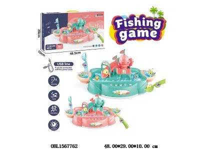 益智多功能城堡电动钓鱼台套装带音乐配USB线 4*AA不包电 用电可装电池也可用充电宝_OBL1567762