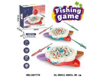 益智多功能糖果盒电动钓鱼盘套装带音乐配USB线 3*AA不包电 用电可装电池也可用充电宝 2色混装_OBL1567778