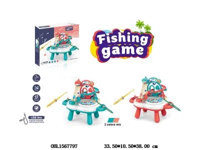 益智多功能海洋乐园电动钓鱼桌套装配USB线 3*AA不包电 用电可装电池也可用充电宝 2色混装_OBL1567797