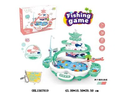 益智多功能电动轨道钓鱼台套装带音乐配USB线 3*AA不包电 用电可装电池也可用充电宝 2色混装_OBL1567819