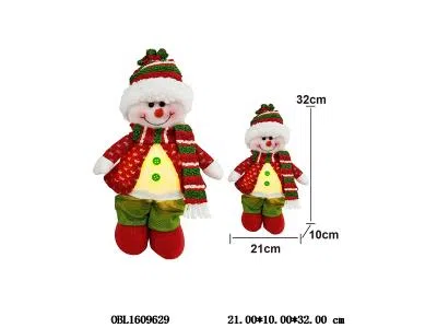 12.6寸工艺圣诞站立雪人带灯光 3*AG13包电 吊卡加膜袋_OBL1609629