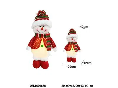 16.5寸工艺圣诞大号站立雪人带灯光 3*AG13包电 吊卡加膜袋_OBL1609638