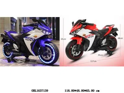 儿童电动摩托车带灯光配充电线 12v4.5AH电瓶包电  蓝/红_OBL1637139