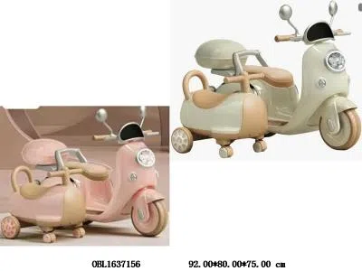 电动摩托车带灯光音乐带挎斗配充电线 6v4AH电瓶包电 粉/白/绿_OBL1637156