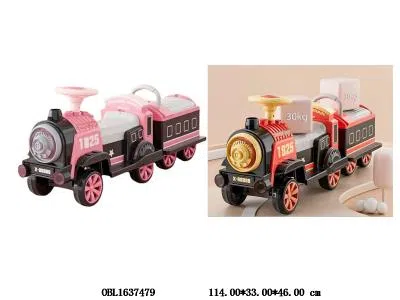 儿童遥控火车童车带灯光声音配遥控器 充电线 6V4.5AH电瓶包电 红 绿 粉  白袋加纸箱_OBL1637479