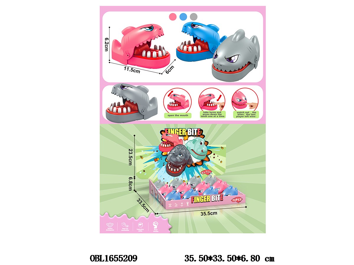 12 small shark bites in a display box, mixed in 3 colors OBL1655209