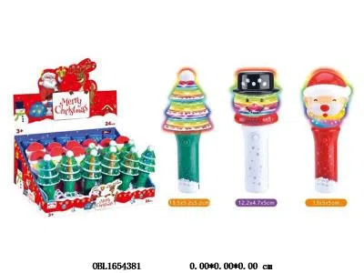 圣诞节彩灯旋转棒带灯光 3款混装 24支装1展示盒_OBL1654381