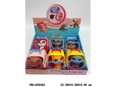 搪胶动物带哨配笼子 6只装1展示盒_OBL1659463