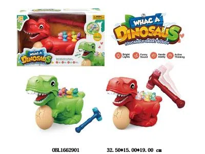 恐龙打地鼠游戏带灯光声音 3*AA不包电 2色混装_OBL1662901