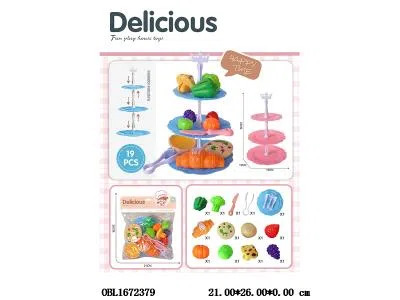 水果蔬菜食物套装配三层蛋糕盘 蓝粉
混装_OBL1672379