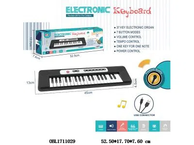 37键多功能电子琴带麦克风 TYPEC连接线 4*AA不包电_OBL1711029