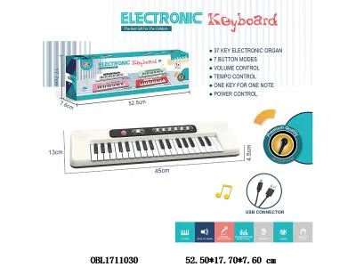 37键多功能电子琴带麦克风 TYPEC连接线 4*AA不包电_OBL1711030