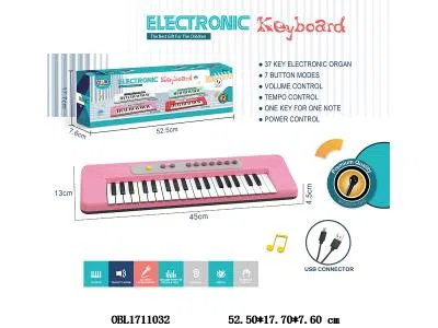 37键多功能电子琴带麦克风 TYPEC连接线 4*AA不包电_OBL1711032