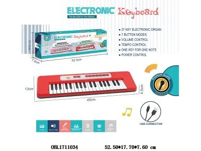 37键多功能电子琴带麦克风 TYPEC连接线 4*AA不包电_OBL1711034