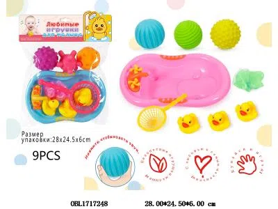 俄文版6只装搪胶鸭子/搪胶球浴盆套装_OBL1717248