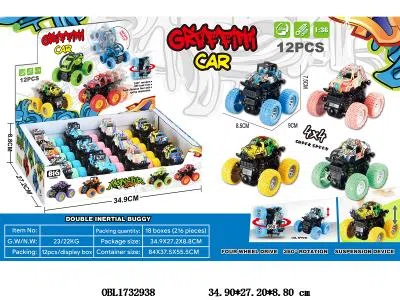 双惯性特技车 12只装一展示盒 4色混装_OBL1732938