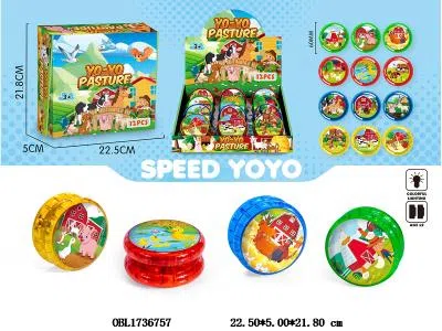 牧场主题溜溜球带灯光 2*AG3包电 12粒装一展示盒 4色混装 图案随机_OBL1736757