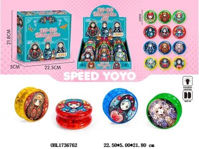 俄罗斯娃娃溜溜球带灯光 2*AG3包电 12粒装一展示盒 4色混装 图案随机_OBL1736762