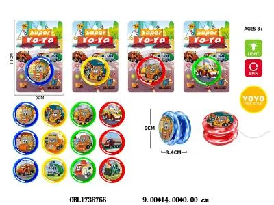 工程车溜溜球带灯光 2*AG3包电 4色混装 图案随机_OBL1736766