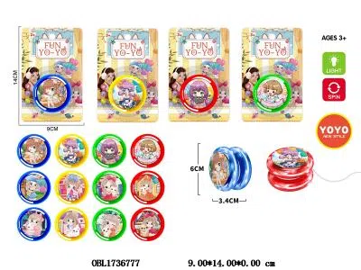 动漫女孩溜溜球带灯光 2*AG3包电 4色混装 图案随机_OBL1736777