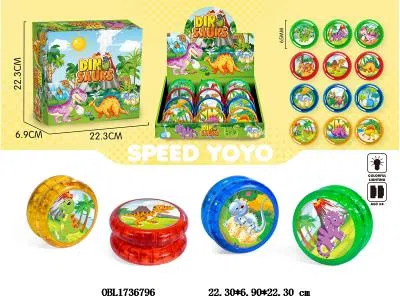 恐龙溜溜球 双面带七彩灯光 4*AG3包电 12粒装一展示盒 4色混装 图案随机_OBL1736796