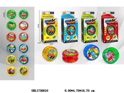 工程车溜溜球 双面带七彩灯光 4*AG3包电 4色混装 图案随机_OBL1736810