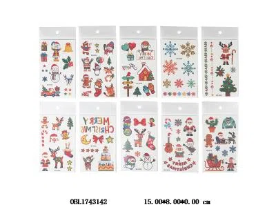10袋装圣诞老人纹身贴套装 10款混装_OBL1743142