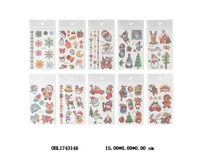 10袋装圣诞老人纹身贴套装 10款混装_OBL1743146