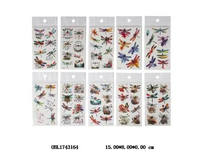 10袋装蜻蜓纹身贴套装 10款混装_OBL1743164
