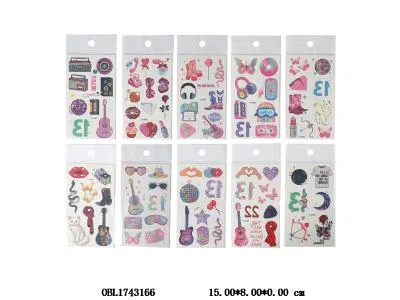 10袋装音乐派对纹身贴套装 10款混装_OBL1743166