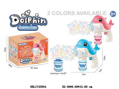 12孔卡通海豚电动泡泡枪带灯光音乐配1瓶100ml泡泡水 2色混装_OBL1743954