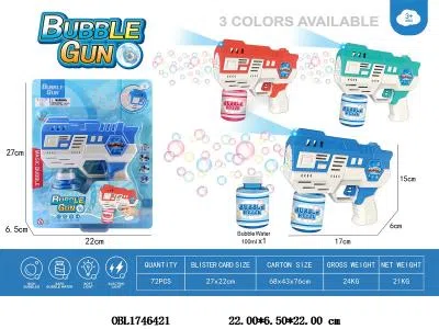 12孔电动泡泡枪带灯光 配100毫升泡泡水 4*AA不包电 3色混装_OBL1746421