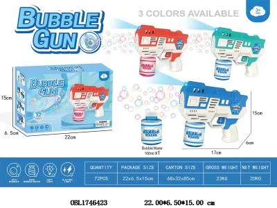 12孔电动泡泡枪带灯光 配100毫升泡泡水 4*AA不包电 3色混装_OBL1746423