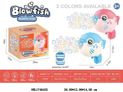 12孔电动泡泡枪带灯光 配100毫升泡泡水 4*AA不包电 2色混装_OBL1746425