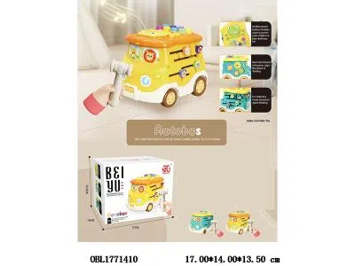 婴儿益智早教巴士车多面体玩具 3*AA不包电 2色混装_OBL1771410