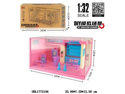 中英文版1:32锌合金冰淇淋贩卖店场景套装带灯光 3*AG13包电 带亚克力_OBL1772156