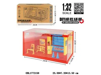 中英文版1:32锌合金汉堡贩卖店场景套装带灯光 3*AG13包电 带亚克力_OBL1772158