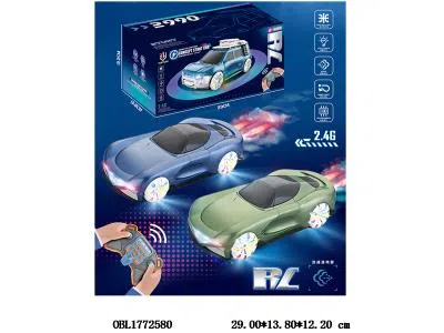 中英文版遥控概念特技车带灯光音乐喷雾 配USB线 车身3.7V锂电池包电 遥控器2*AA无包电 2.4G频率 2色混装_OBL1772580