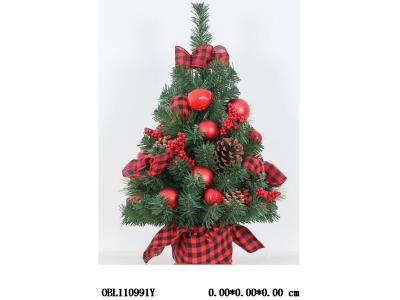 60cm松针 圆头混合红色饰品树_OBL110991Y