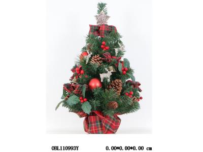 60cm松针 圆头混合红色饰品树_OBL110993Y