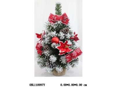 60CM松针混合头沾泡沫颗粒带雪花蝴蝶结圣诞花 球 美国大松果 松果红果串饰品树_OBL110997Y