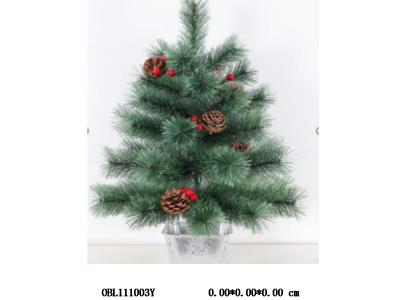 60cm开花PET松针加松果红果树_OBL111003Y