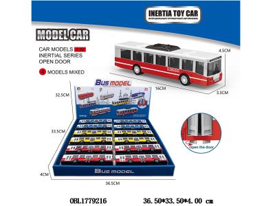 惯性巴士车 可开门 12只装一展示盒 3色混装_OBL1779216