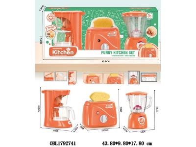仿真家电组合套装  榨汁机/饮料机各2*AA不包电 面包机自动弹出_OBL1792741
