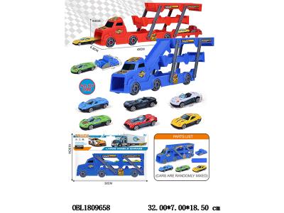 弹射收纳车配3只合金滑行车 1个弹射器 大车2色混装 车仔款式随机_OBL1809658