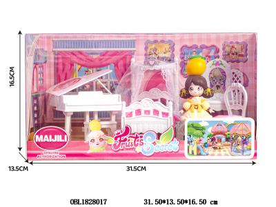 迷你卧室套装配搪胶实心公仔_OBL1828017