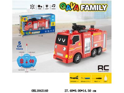 5通遥控消防车带灯光音乐 配USB线 车身3.7V锂电池包电 遥控器2*AA不包电_OBL1843140